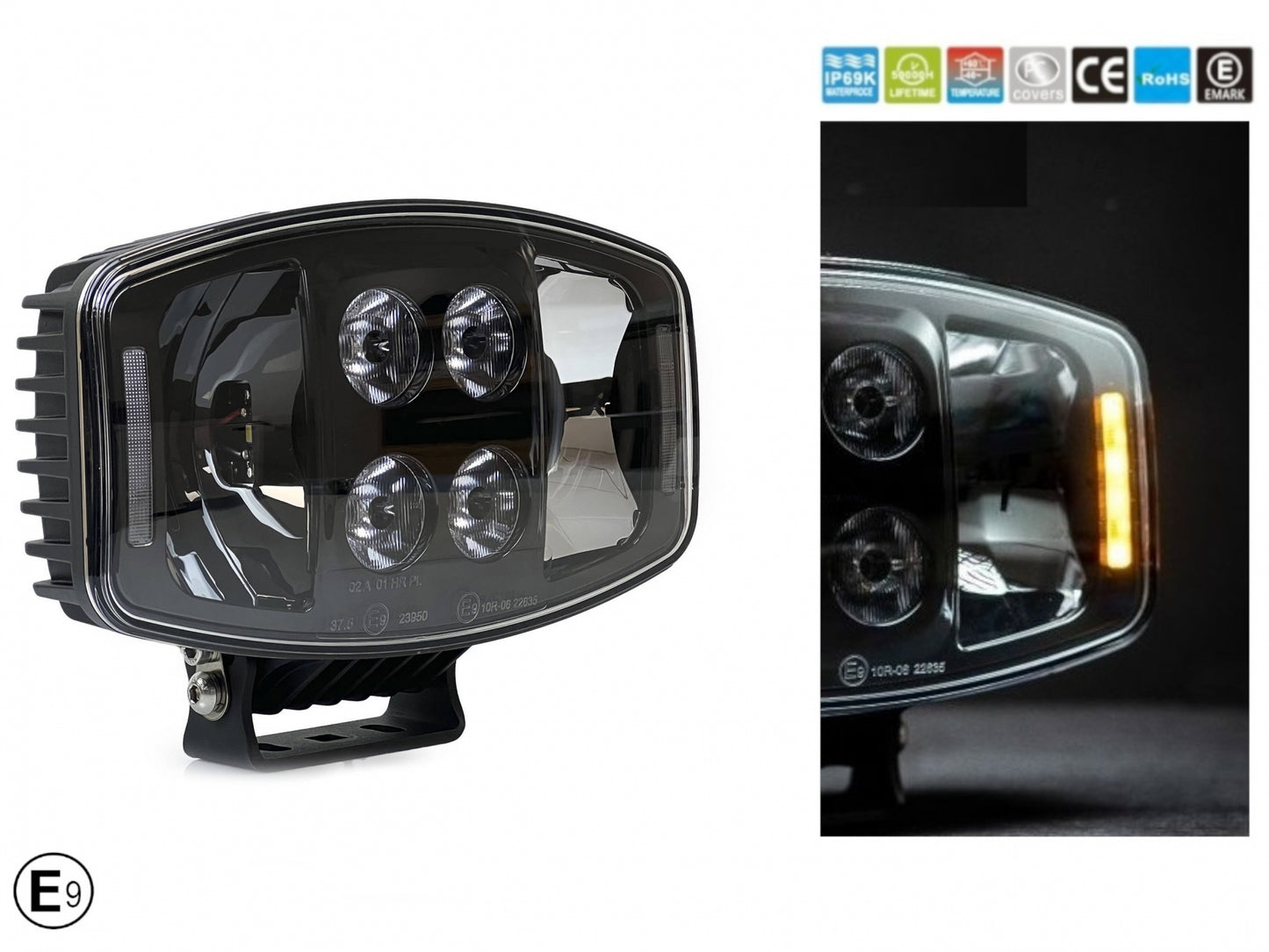 LED Високомощен диоден фар халоген лампа 247 см 12V - 24V бяло-жълто за камиони трактор земеделски машини и др
