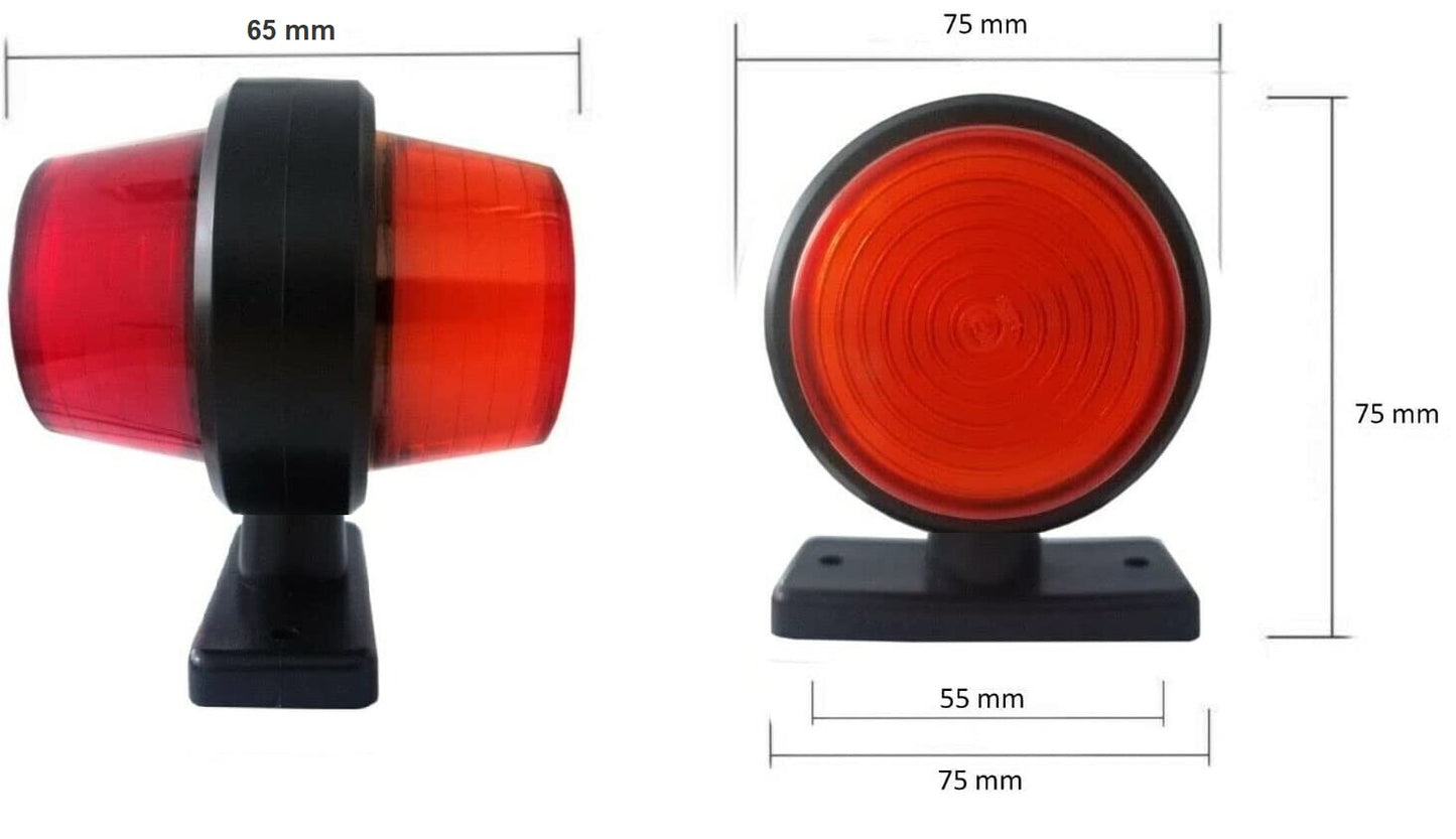 Комплект от 2 броя 12-24V LED Диодни Странични Маркери Рогчета Светлини неон ефект За Камион Ремарке Каравана Кемпер АТВ оранжево-червено