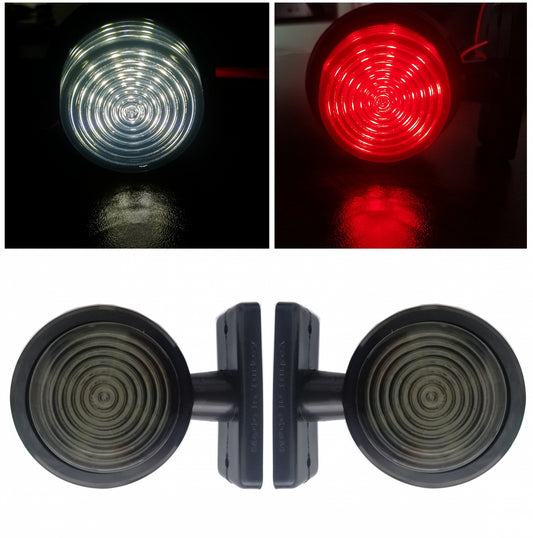 Комплект от 2 броя 12-24V LED Диодни Странични Маркери Рогчета Светлини Опушено Стъкло За Камион Ремарке Каравана Кемпер АТВ бяло - червено