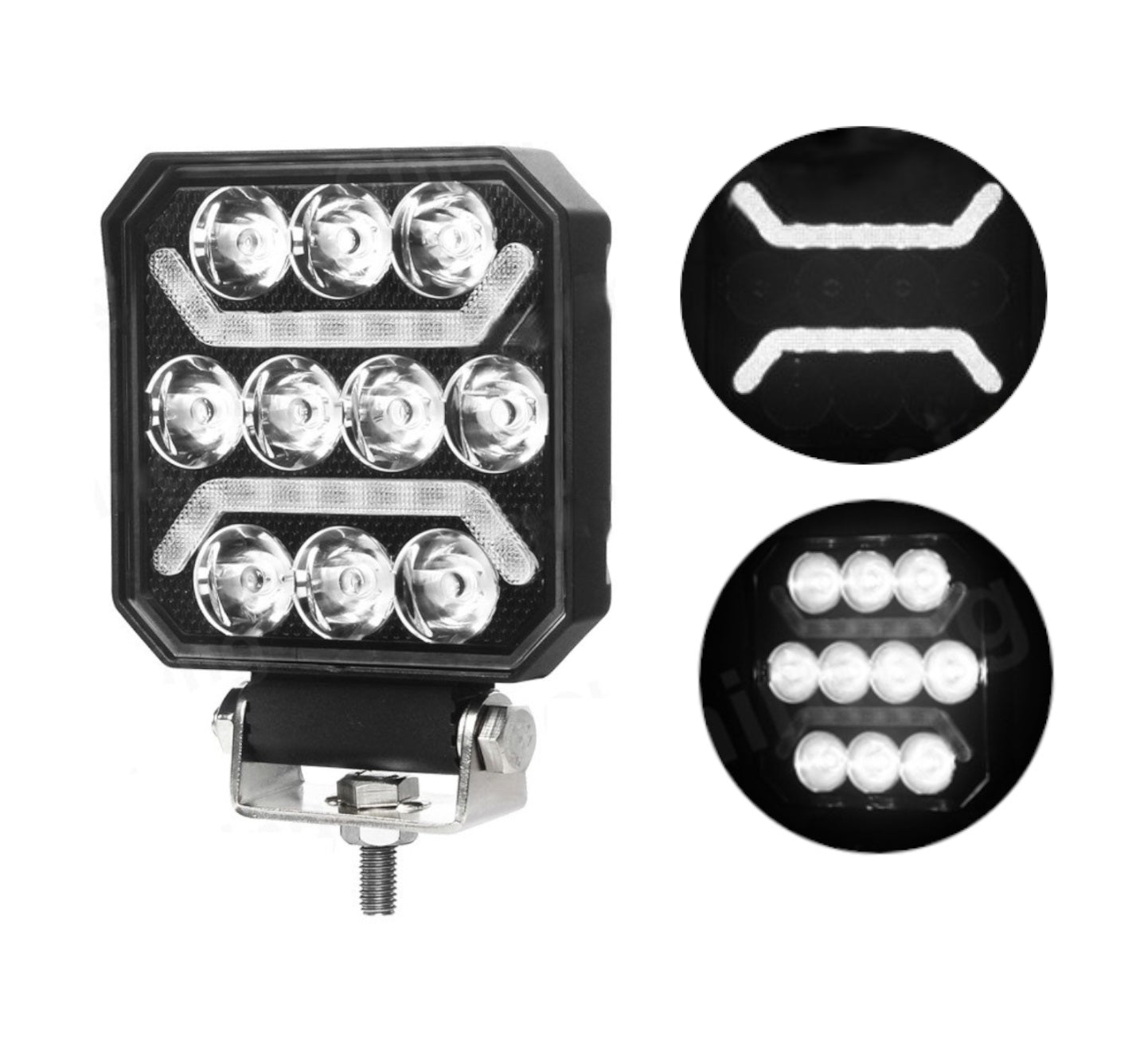 Универсална мощна LED диодна лампа халоген бяла светлина + бял габарит 15W 1500LM 12V - 24V E-mark за камион трактор ролбар АТВ джип земеделски и селскостопански машини и др.