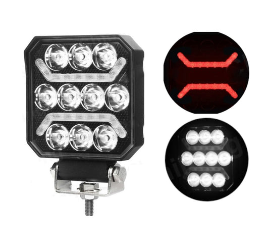 Универсална мощна LED диодна лампа халоген бяла светлина + червен габарит 15W 1500LM 12V - 24V E-mark за камион трактор ролбар АТВ джип земеделски и селскостопански машини и др.