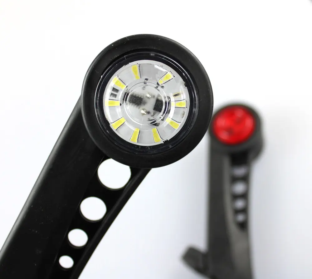 Комплект от 2 броя 12- 24V LED рогчета странични габаритни светлини въртящи се с ротация за камион ремарке платформа каравана и др. бяло-червено 180 Х 65 mm