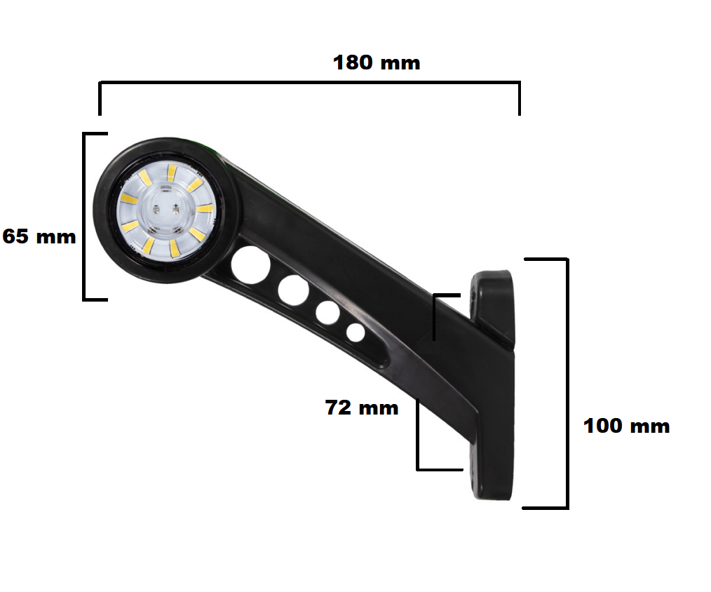 Комплект от 2 броя 12- 24V LED рогчета странични габаритни светлини въртящи се с ротация за камион ремарке платформа каравана и др. бяло-червено 180 Х 65 mm