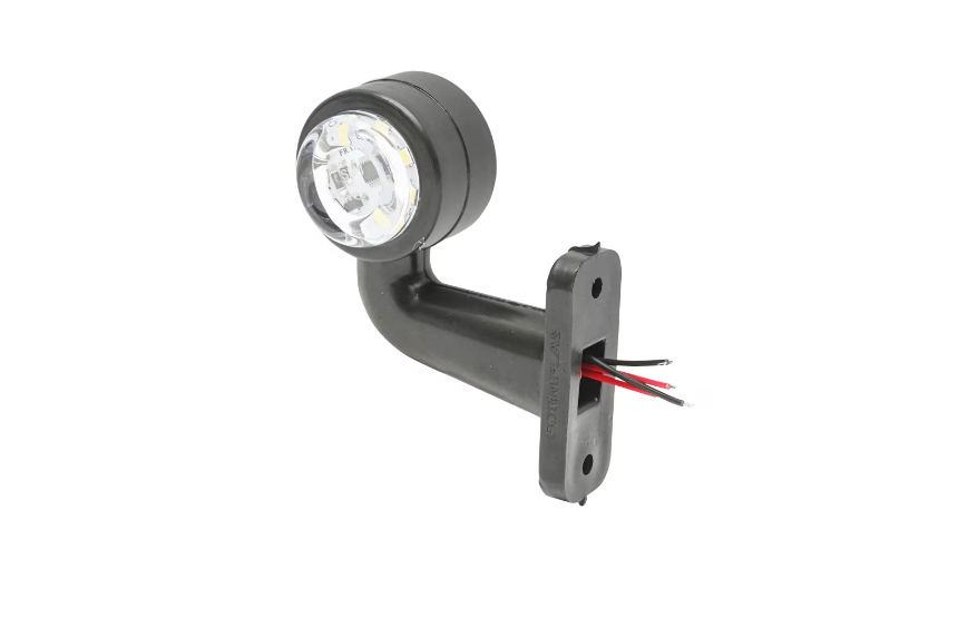 Комплект от 2 броя 12- 24V LED къси мини странични габаритни светлини тип рогче въртящи се с ротация за камион ремарке платформа каравана и др. бяло-червен 75 X 60 mm