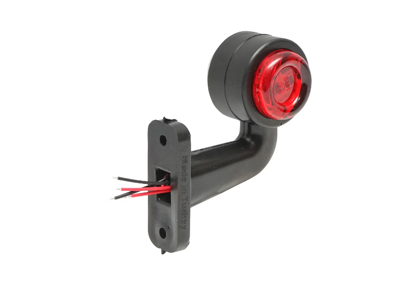 Комплект от 2 броя 12- 24V LED къси мини странични габаритни светлини тип рогче въртящи се с ротация за камион ремарке платформа каравана и др. бяло-червен 75 X 60 mm