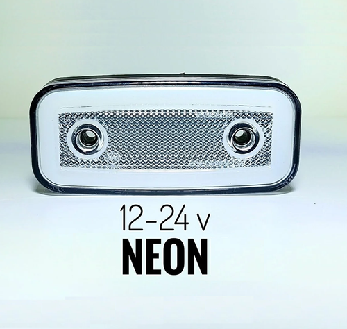 LED  Бял Светодиоден Габарит Маркер Токос с Вграден Рефлектор и Неон Ефект 12V - 24V