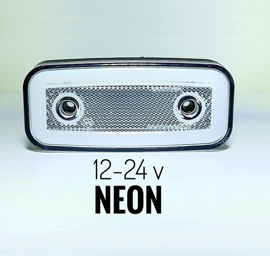 LED  Бял Светодиоден Габарит Маркер Токос с Вграден Рефлектор и Неон Ефект 12V - 24V