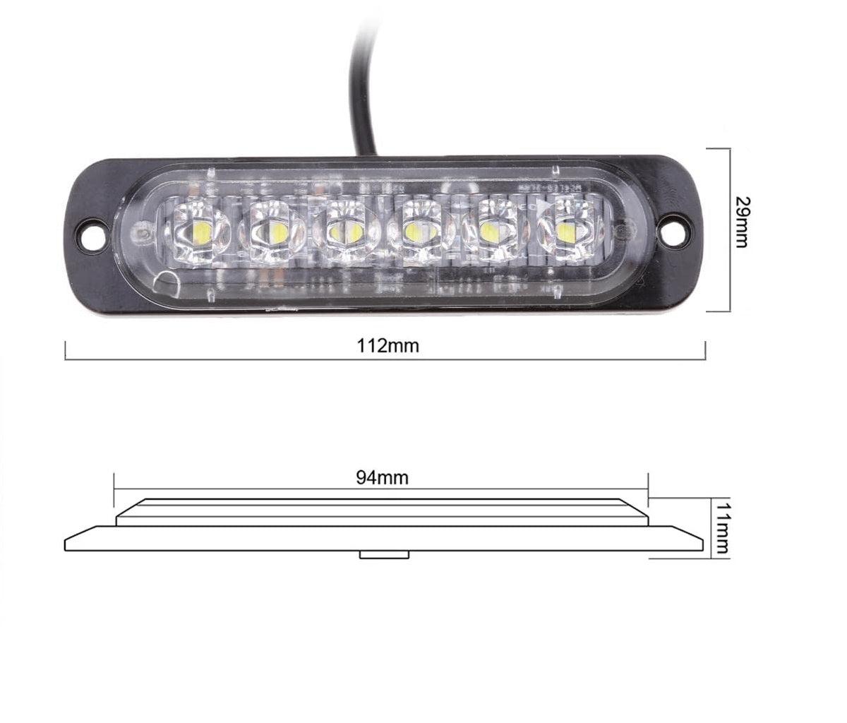 LED  Диоден 12-24V Габарит Маркер Токос за камион бус ван каравана платформа кемпер бял 112 x 29mm