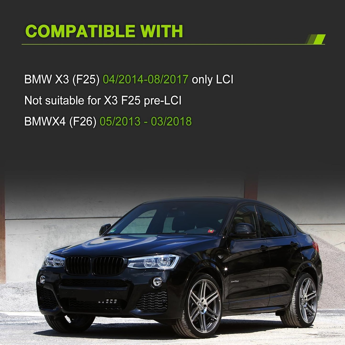 Двойни Бъбреци Решетки За БМВ BMW X3 X4 FACELIFT F25 F26 2014 - 2017г. Черен Гланц Лак