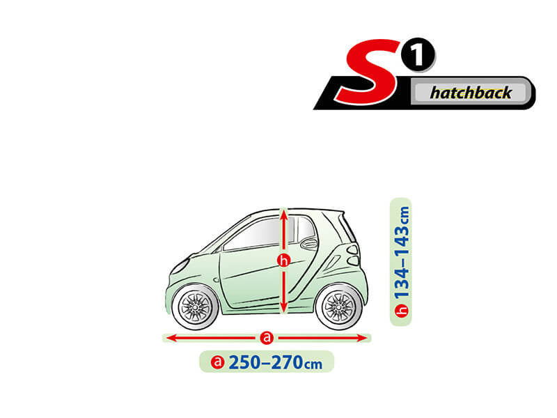 Висококачествено Покривало Kegel серия Mobile Garage размер S1 за хечбек 250-270см x 134-143см, сиво