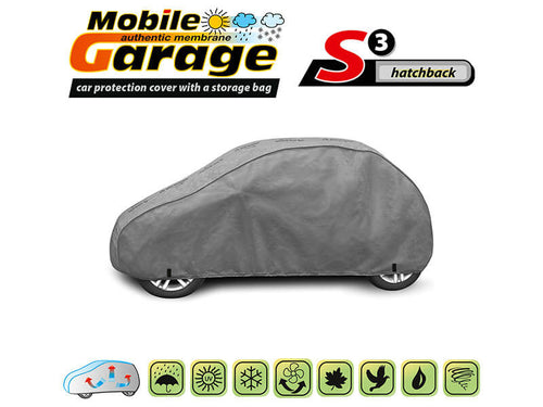 Висококачествено Покривало Kegel серия Mobile Garage размер S3 за хечбек 335-355см x 126-136см, сиво