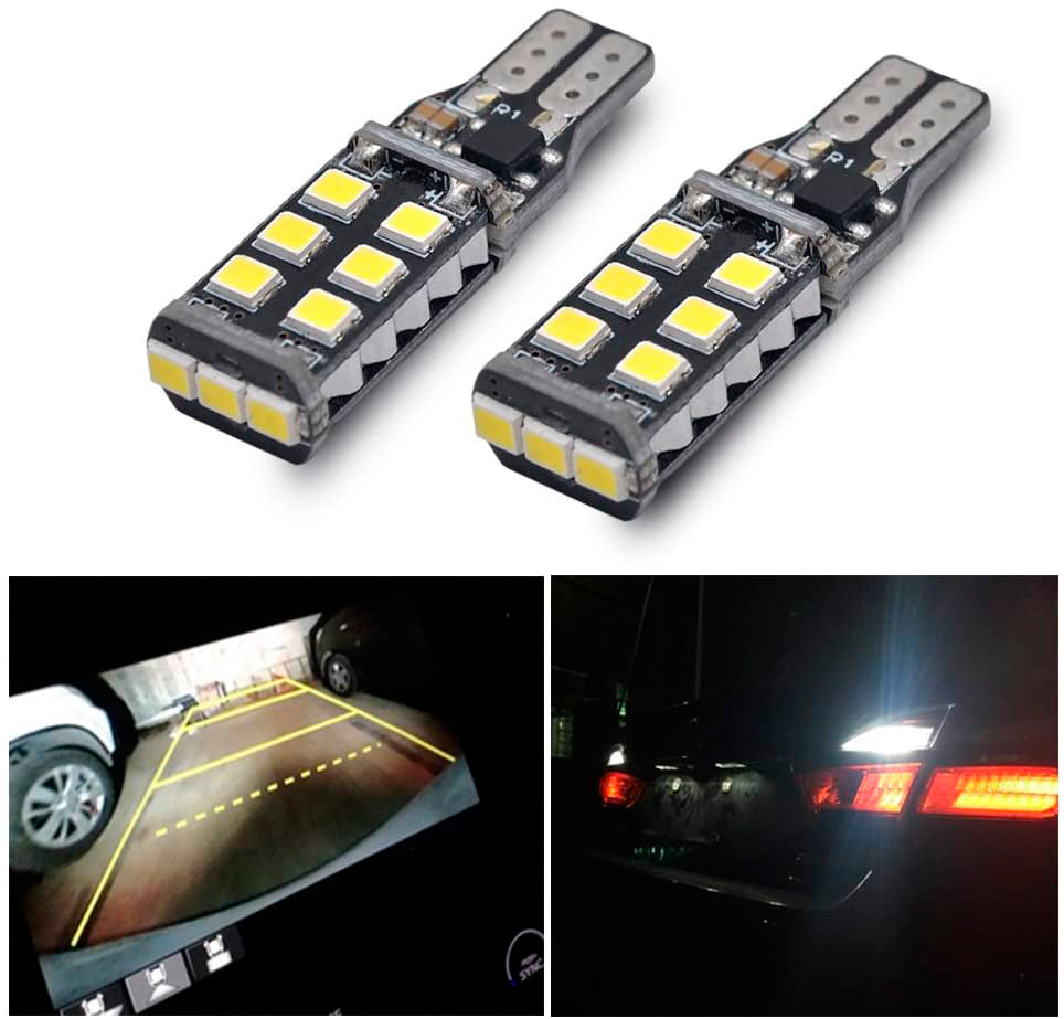 Комплект LED T10 Крушки за Задна Светлина - 6000K Бяла Светлина, 600LM (2 броя)