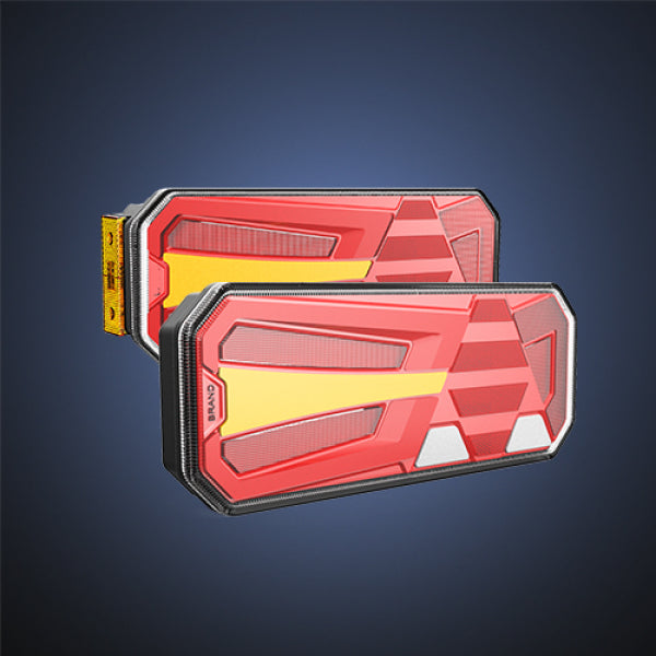 Комплект Ляв + Десен Мултифункционални Диодни LED  Стопове с Бягащ Мигач Неон Neon Ефект 12V 24V 350mm X 131 mm X 35mm E9 За Бус Камион Тир Ремарке Караванa