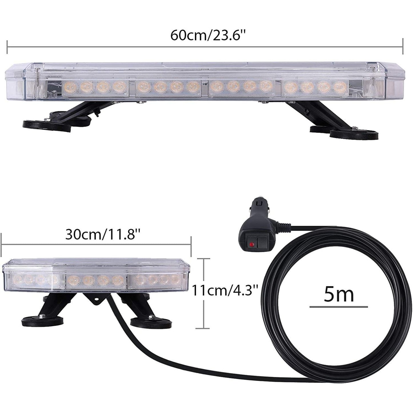 60см 168W LED Аварийна сигнална лампа (буркан) с магнити, 16 режима на работа, 12/24V