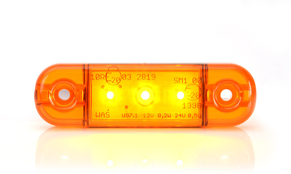 LED Светодиоден Габарит, Маркер, Токос, Оранжев, Е-Mark, 3 LED, 12V-24V, 8,4 см