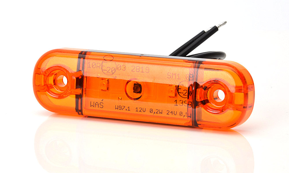 LED Светодиоден Габарит, Маркер, Токос, Оранжев, Е-Mark, 3 LED, 12V-24V, 8,4 см