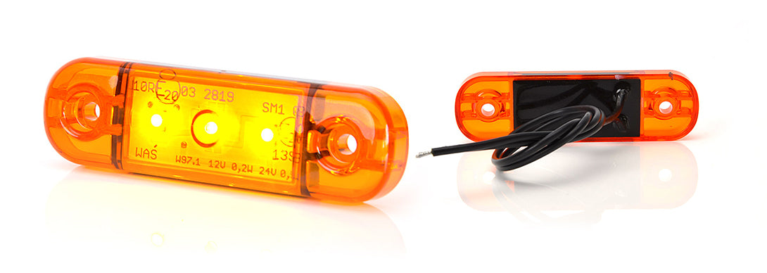 LED Светодиоден Габарит, Маркер, Токос, Оранжев, Е-Mark, 3 LED, 12V-24V, 8,4 см