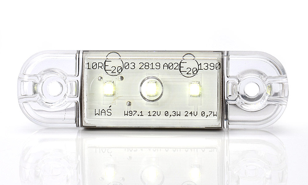 LED Светодиоден Габарит, Маркер, Токос, Бял, Е-Mark, 3 LED, 12V-24V, 8,4 см