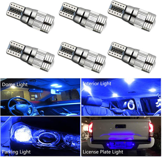 Led Крушки За Габарит, Т10 W5W LED 6 SMD, Canbus, 12V, Синя Светлина
