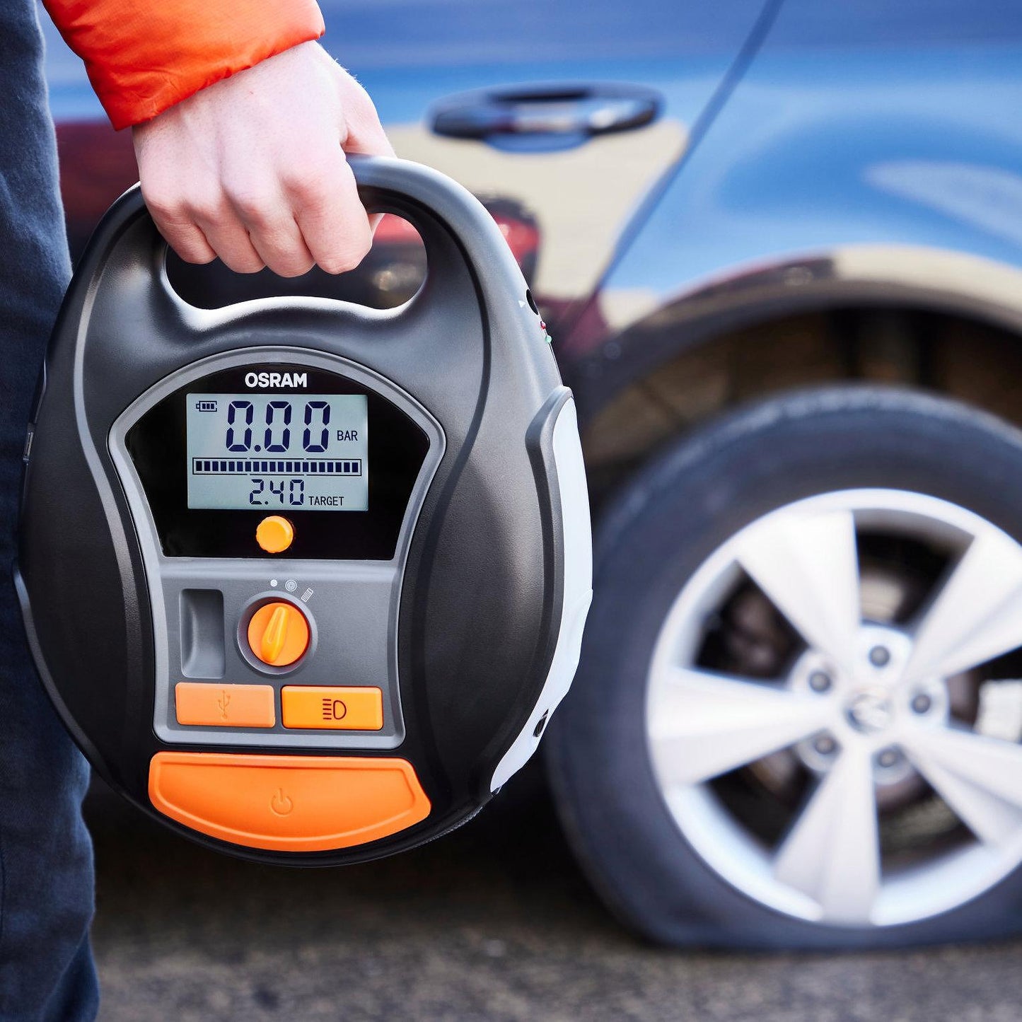 Акумулаторен дигитален компресор за гуми OSRAM TYREinflate 6000, 5.5 bar, 12V, 90dB, с вградена батерия