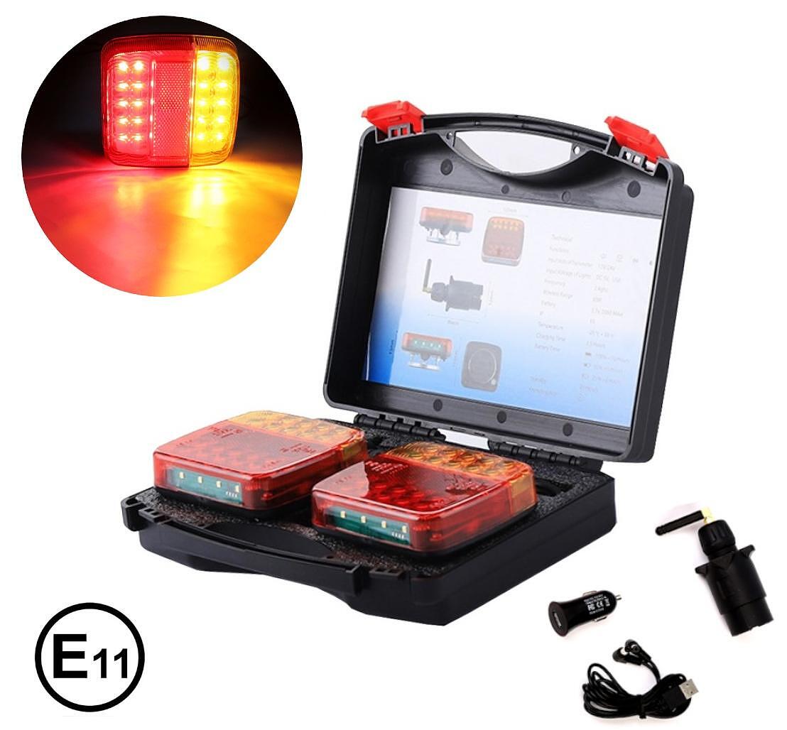 Безжични Wireless LED диодни Стопове с магнит 12V/24V Led Стопове за Ремарке, Каравана, Платформа, 5 Функции