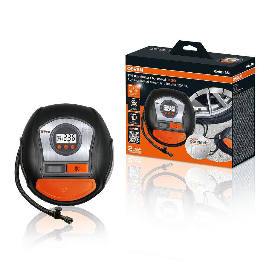 Дигитален компресор за гуми OSRAM TYREinflate Connect 650, 6.9 bar, 12V, 90dB, с опция за свързване към телефон