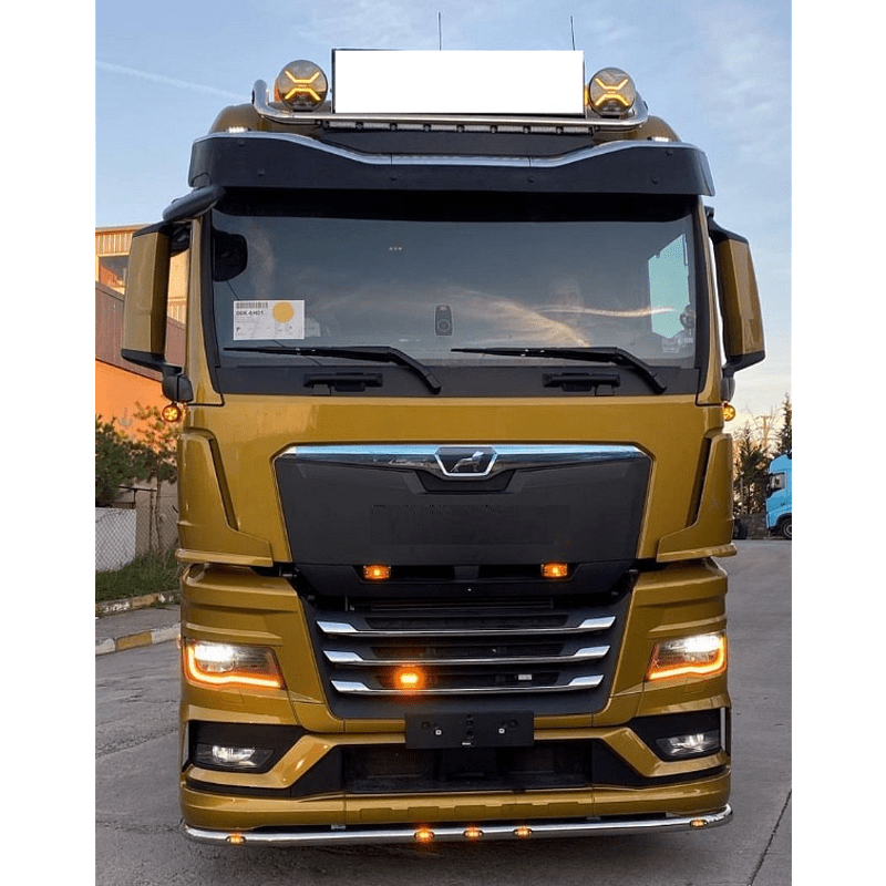 Диоден фар с бял+оранжев габарит LED + DRL 70W Ø 220мм 9" 12V/24V Е-Mark Е9