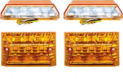 Комплект от 2 броя LED плафон за регистрационен номер оранжев жълто-бяло за камион ремарке каравана бус ван трактор и др. 12V
