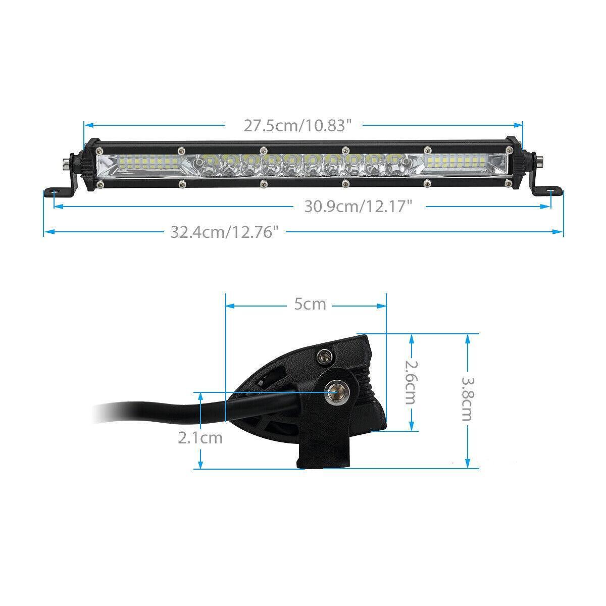 Едноредов SLIM LED бар 27.5см 72W 12-24V, ултра тънък