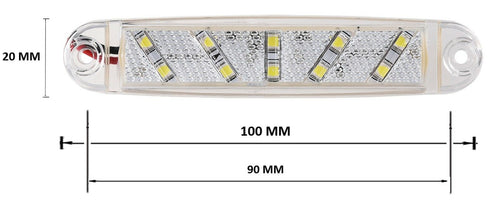 LED Бял Диоден Маркер Габарит Токос със 10 светодиода за камион ремарке бус ван платформа 12V-24V
