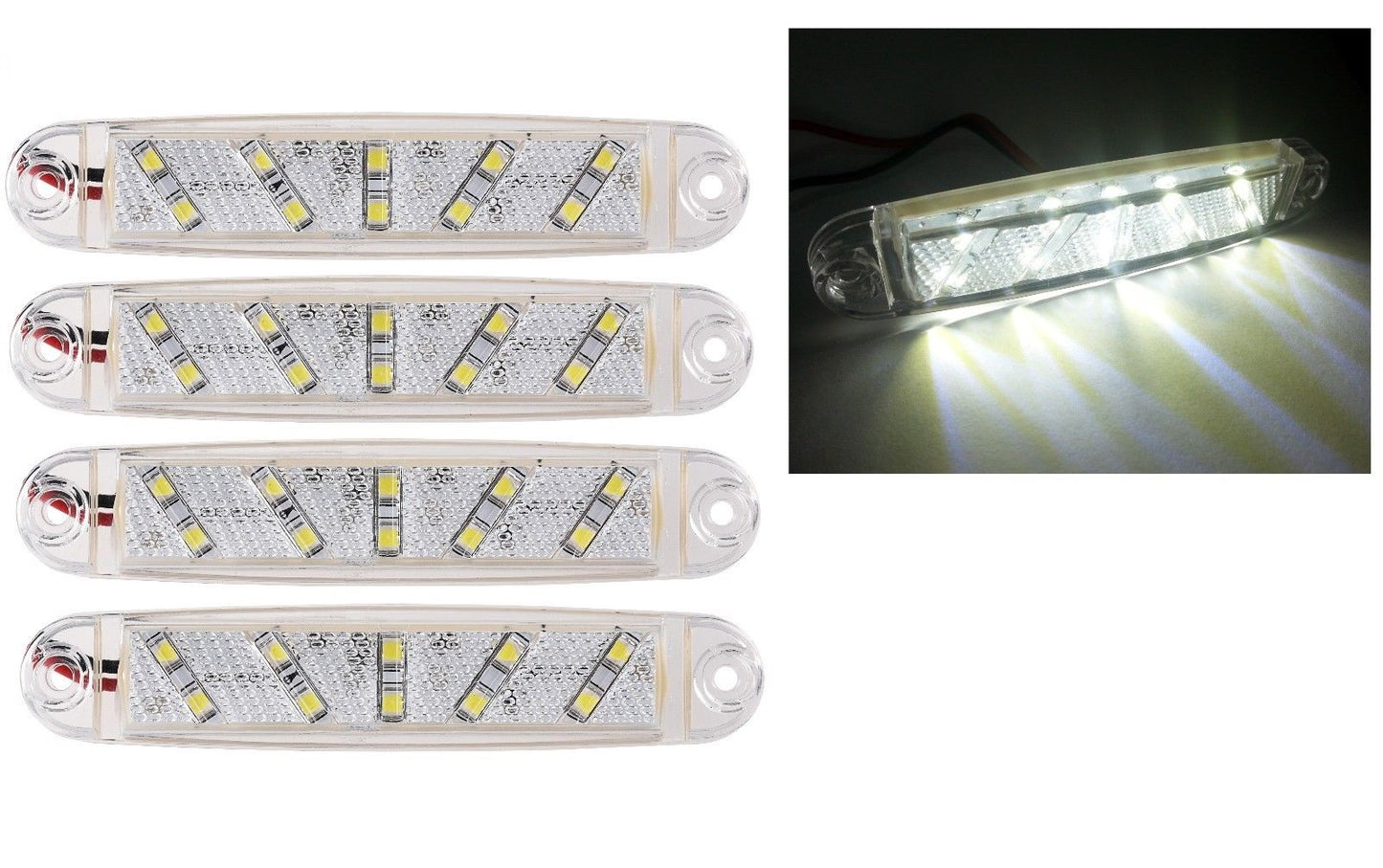 LED Бял Диоден Маркер Габарит Токос със 10 светодиода за камион ремарке бус ван платформа 12V-24V