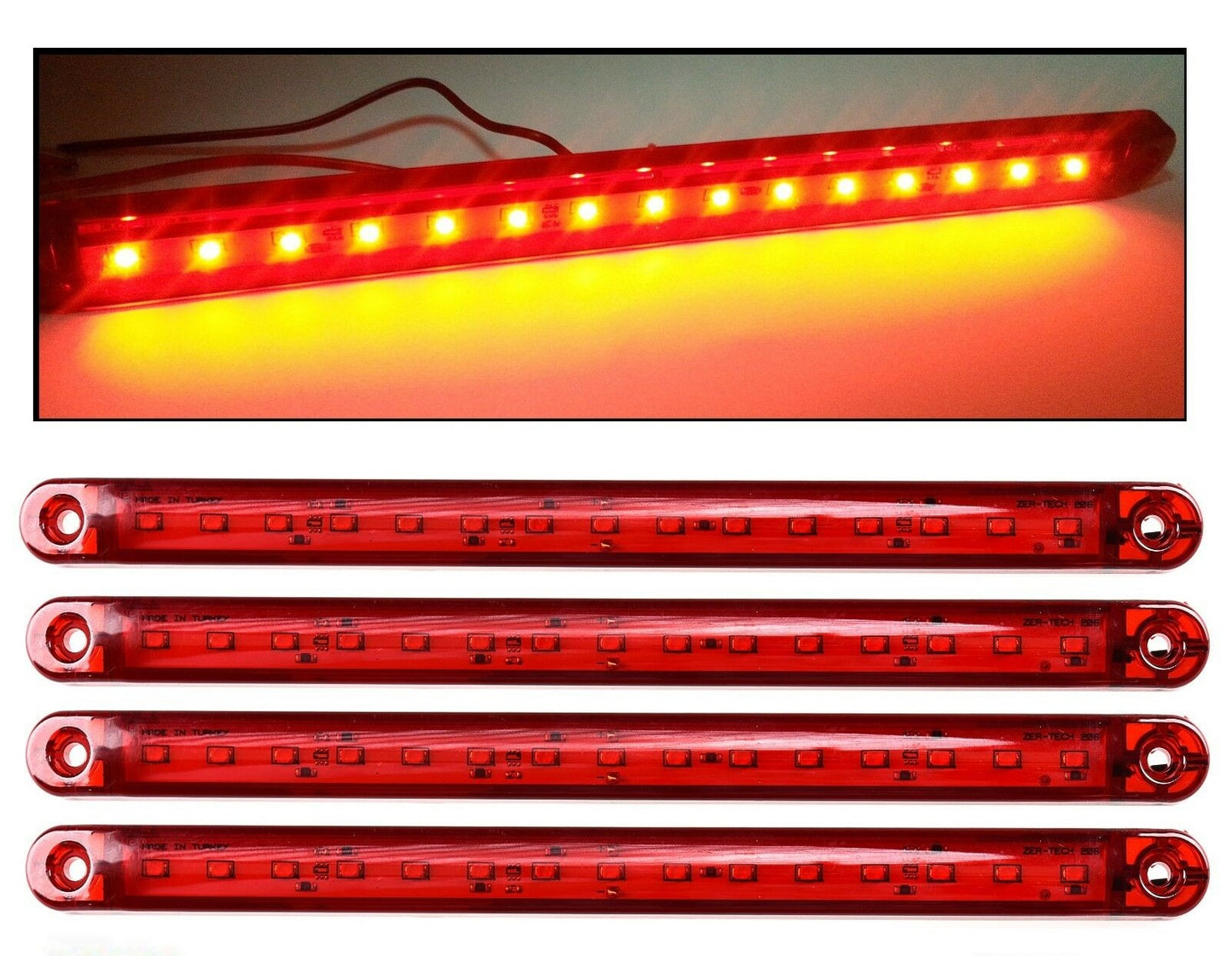 LED Червен Диоден Маркер Габарит Токос със 15 светодиода за камион ремарке бус ван каравана платформа 12V-24V