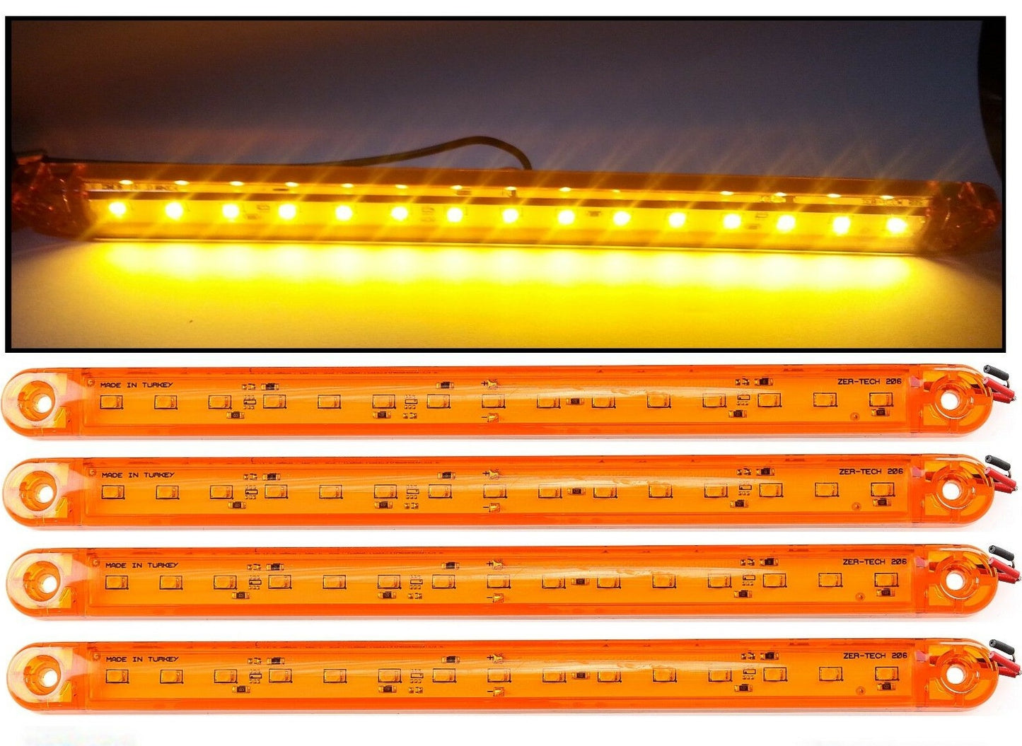 LED Оранжев Диоден Маркер Габарит Токос със 15 светодиода за камион ремарке бус ван каравана платформа 12V-24V