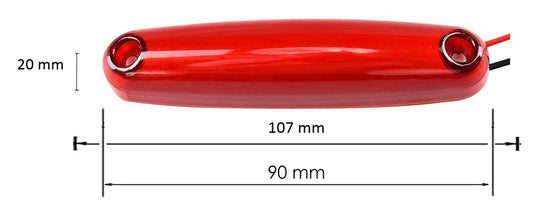 LED Светодиоден Габарит Неон Ефект Маркер Токос Червен 12V-24V, 107 мм