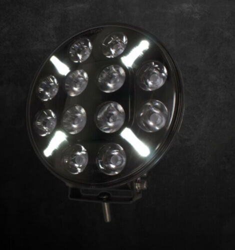 LED Диоден Халоген, Фар, с Бял Габарит, Ø 218мм, 12V 24V, 12 Диода, За Джип, Камион, Трактор, Багер, Земеделски Машини и др.