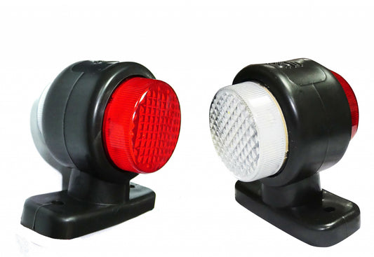 2 броя 12V LED Гумени Странични Рогчета Маркери - габаритни светлини за камион тир ремарке - 85мм х 80мм бяло-червено