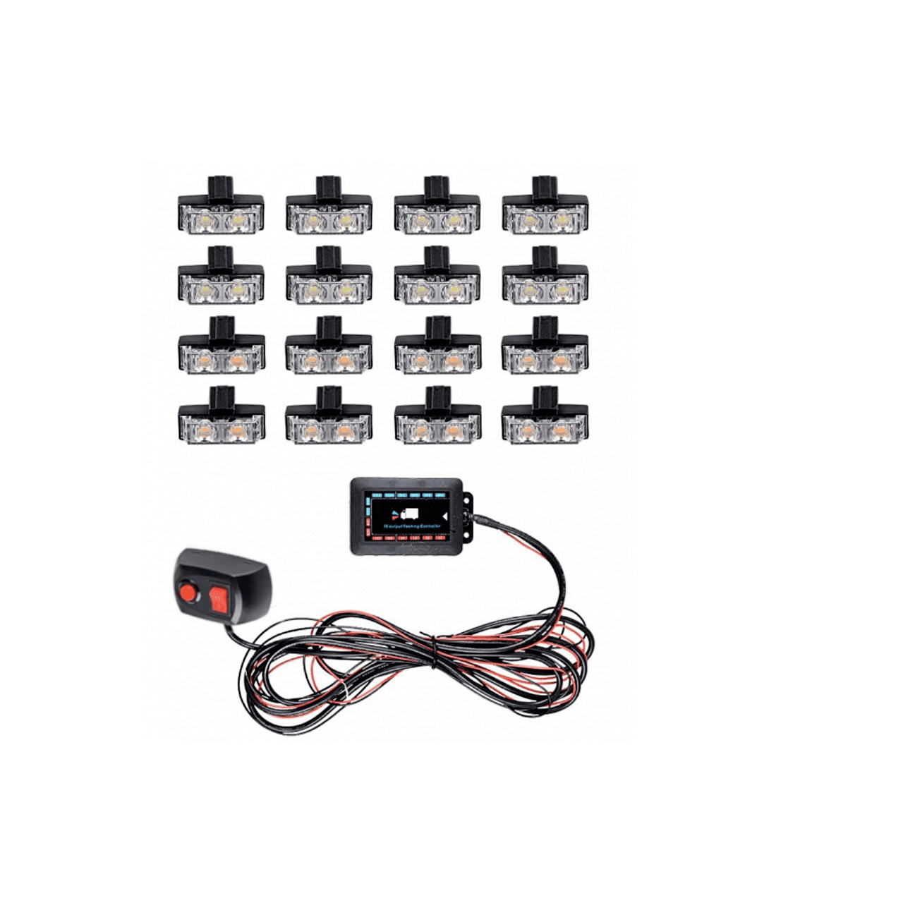 Комплект 16 броя LED Аварийни светлини с контролер 12V