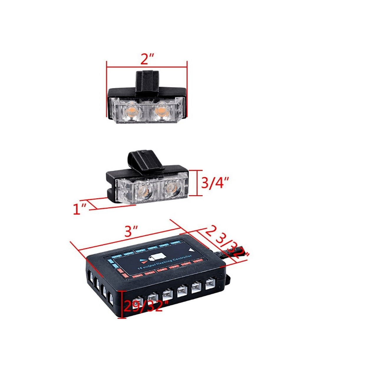 Комплект 16 броя LED Аварийни светлини с контролер 12V
