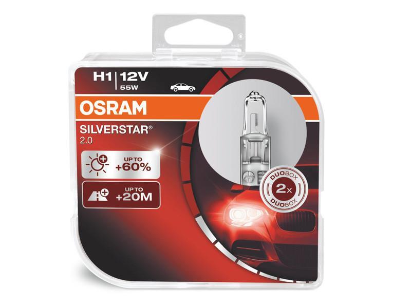 Комплект 2 броя халогенни крушки Osram H1 Silverstar 2.0 12V, 55W, P14.5s