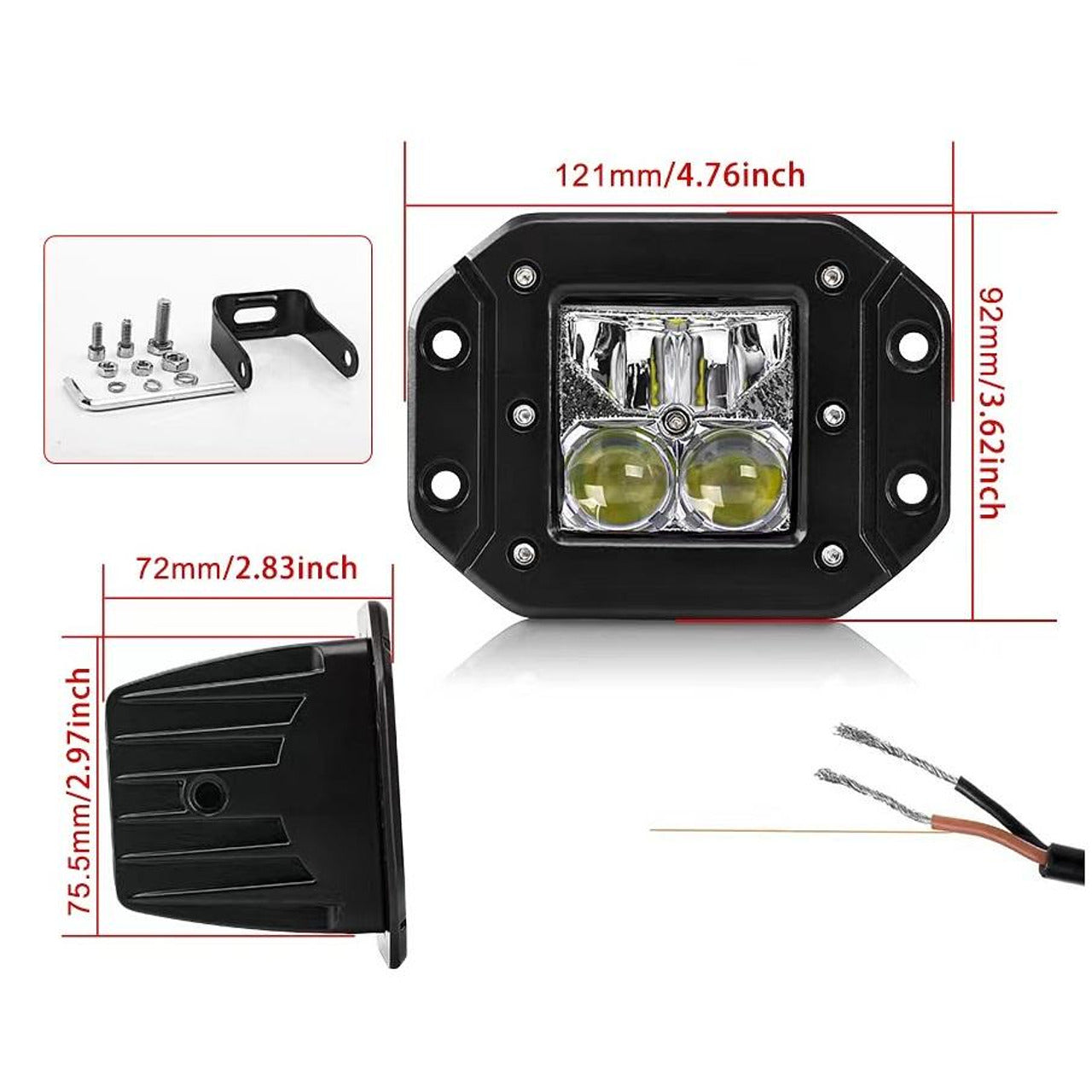 Комплект 2бр LED халогени 5" 20W за вграждане в броня