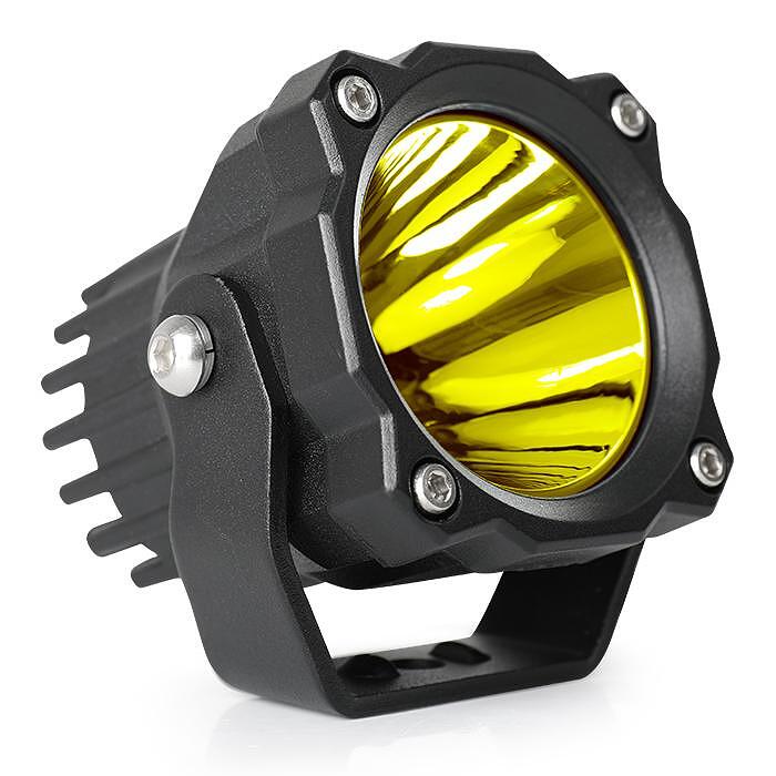 Комплект 2бр Мощни жълти LED прожектори 3" 60W, 4500lm, 12/24V, Жълта светлина, Светлинен Лъч до 320м