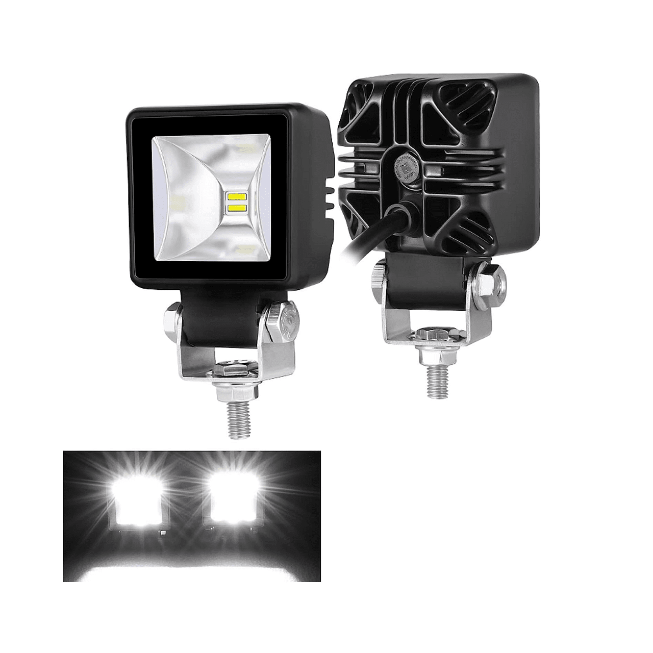 Комплект 6бр LED халогени / работни светлини, основна и дневна (DRL) светлина 12V-24V + подарък инсталация