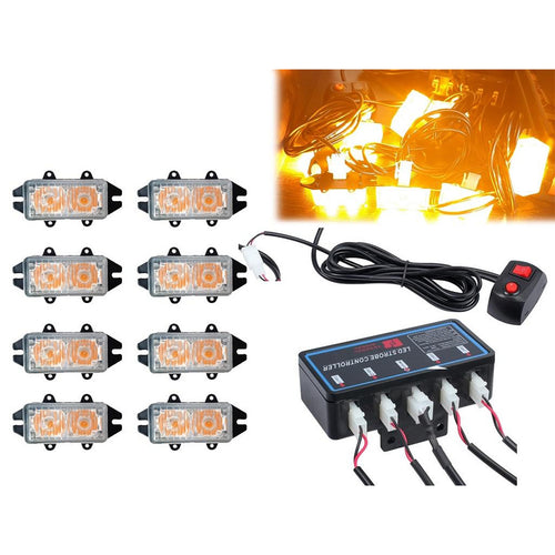 Комплект 8бр LED аварийни светлини с контролер 12V