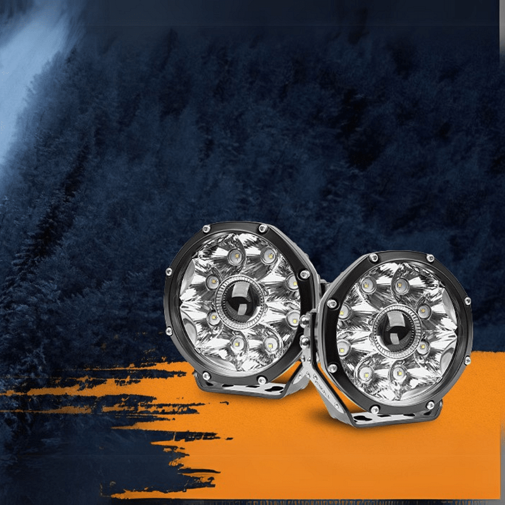 Комплект кръгли LED фарове (Laser LED) 5" 174W, 20 000lm – Бяла светлина 6500K, Лъч до 350м