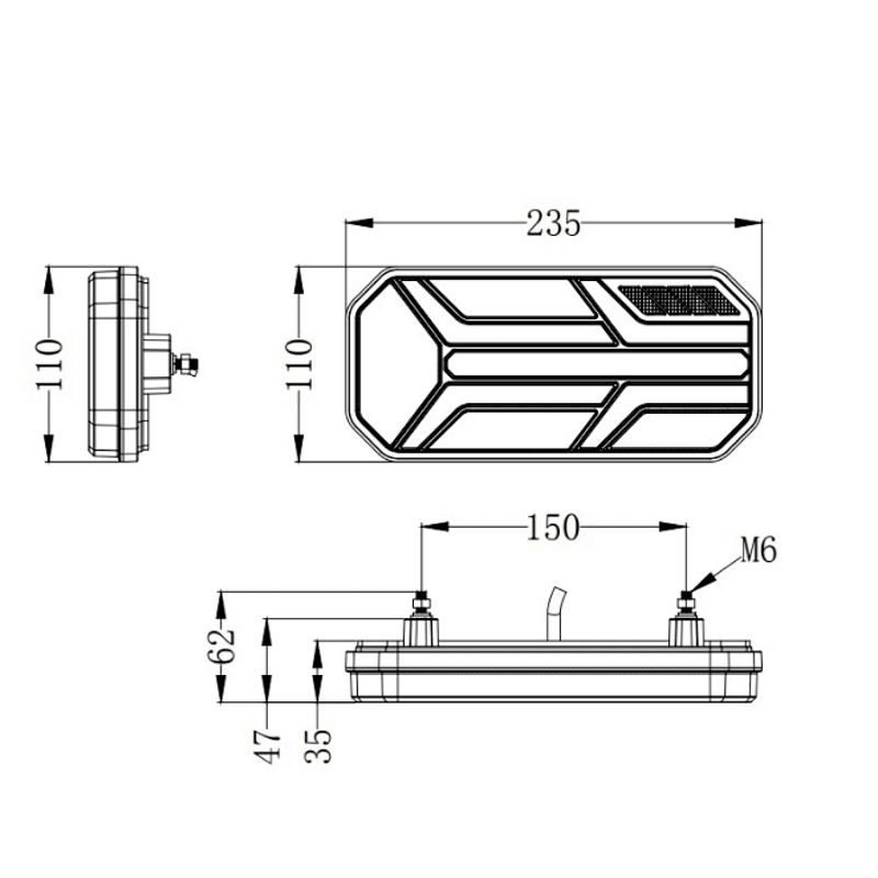 Комплект LED Диодни Стопове, Динамичен Мигач, 7 Функции, 12/24V