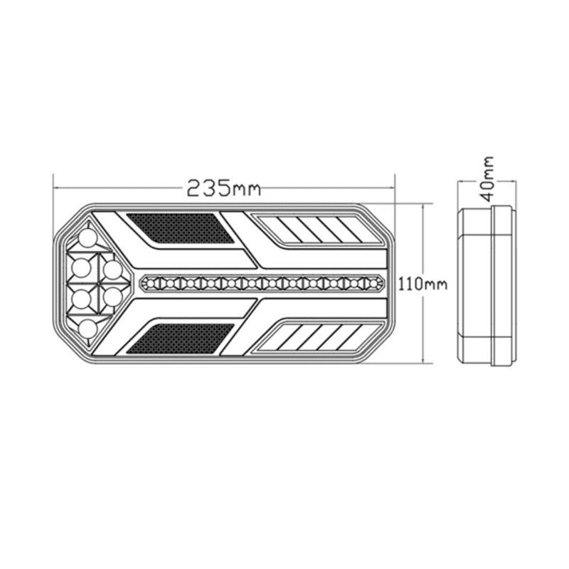 Комплект LED Диодни Стопове, Динамичен Мигач, 7 Функции, 12/24V