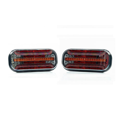 Комплект LED стопове с динамичен мигач, ляв и десен, 7 функции, Е-Мark, 12V-24V, с кабел