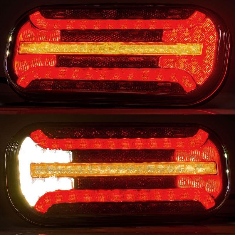 Комплект LED стопове с динамичен мигач, ляв и десен, 7 функции, Е-Мark, 12V-24V, с кабел