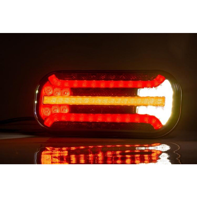 Комплект LED стопове с динамичен мигач, ляв и десен, 7 функции, Е-Мark, 12V-24V, с букса
