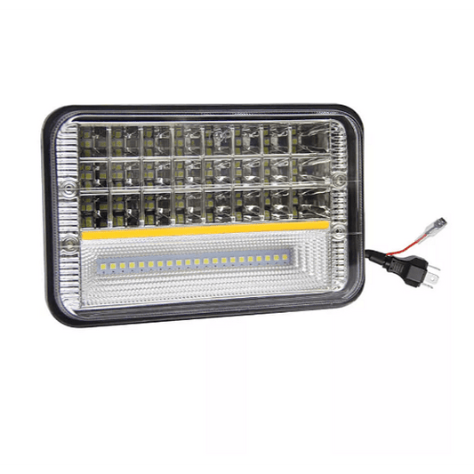 1бр Правоъгълен LED фар 4x6" 70W H4 букса, 3 светлини